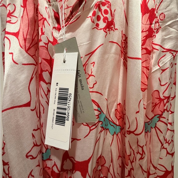 Poupette St. Barth Long Denise Dress Pink Macro 70s Garden XS NWT - Picture 5 of 5